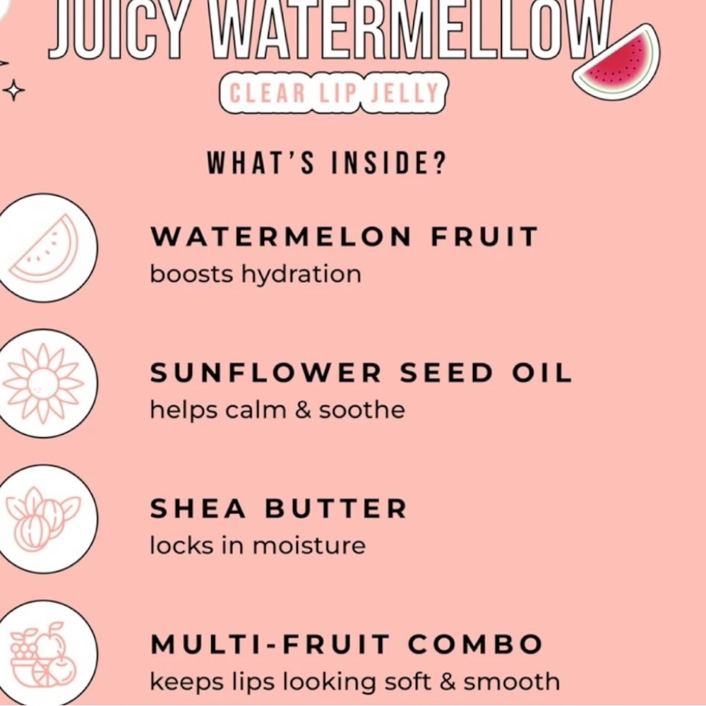 Avatara Juicy Water Mellow Clear Lip Jelly Lip Gloss Watermelon Non Sticky - Picture 3 of 11